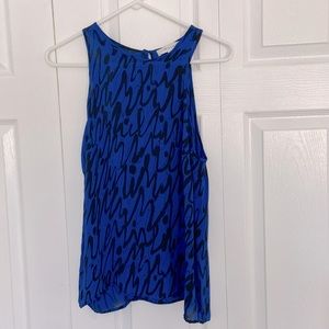 MILLY silk cobalt blue scribble tank top